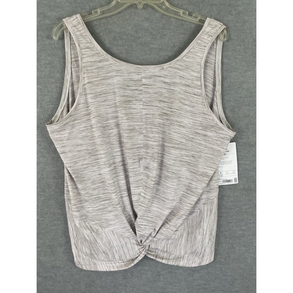 Athleta 2X Essence Spacedye Twist Tank Top Heathered Grey Beige White NEW